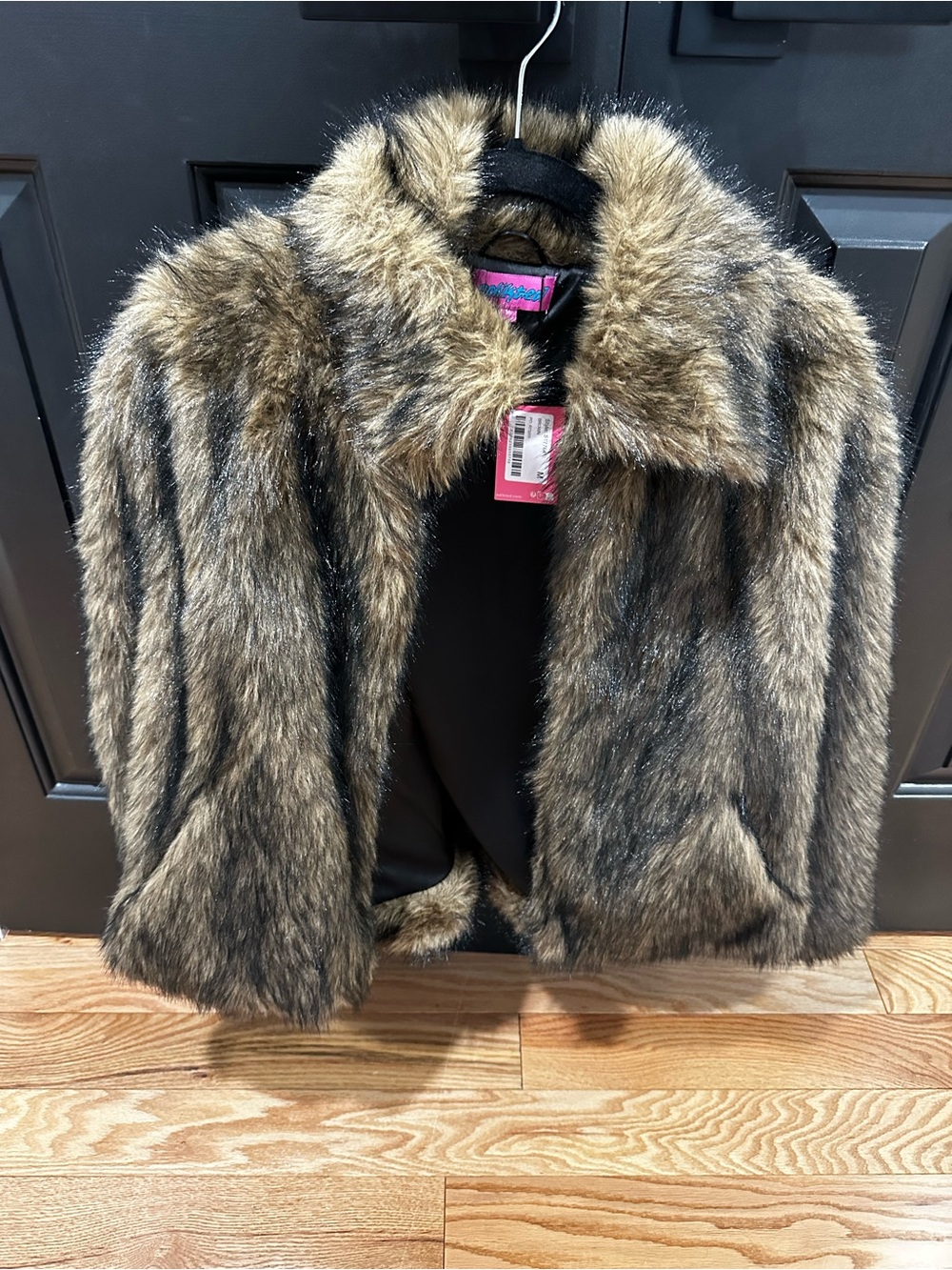 Edikted Faux Fur Jacket in Brown and Black